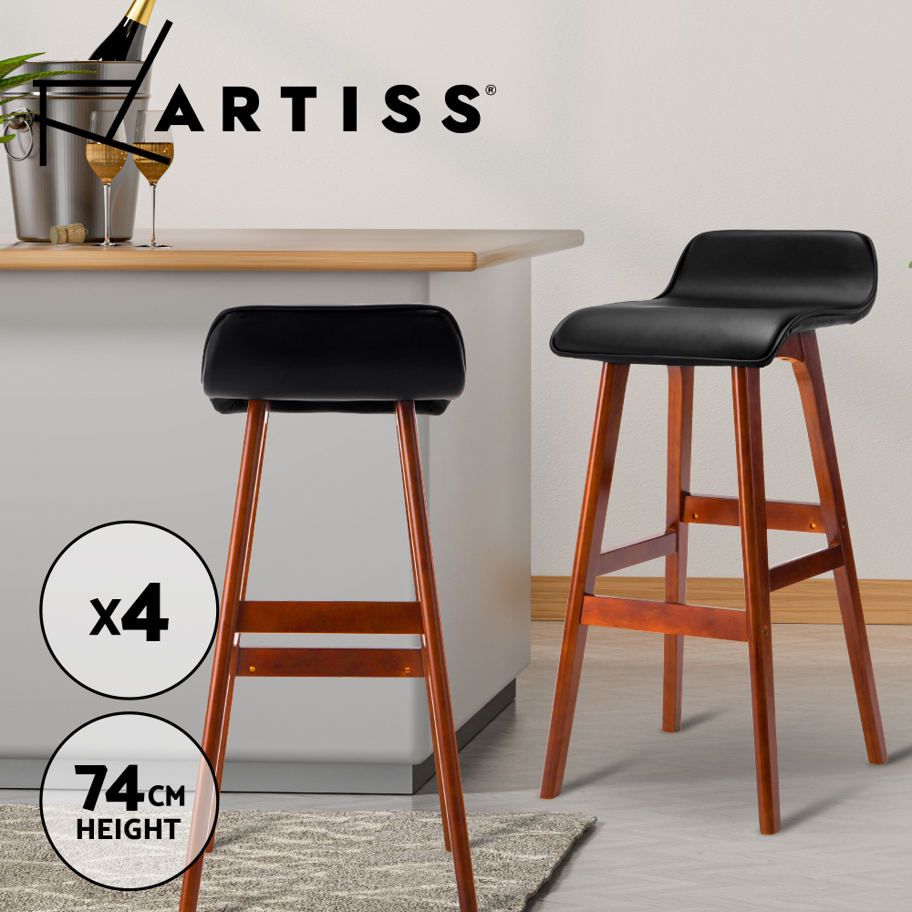 Artiss Bar Stools Kitchen Chairs Upholstered Leather Wood Metal x1/x2/x4 - Picture 68 of 74