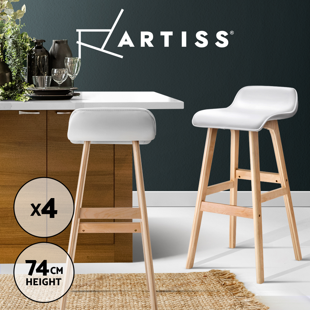 Artiss Bar Stools Kitchen Chairs Upholstered Leather Wood Metal x1/x2/x4 - Picture 70 of 74