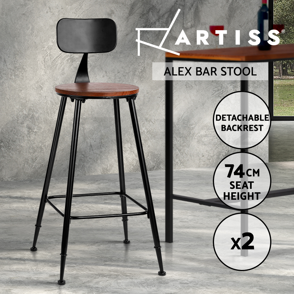 Artiss Bar Stools Kitchen Chairs Upholstered Leather Wood Metal x1/x2/x4 - Picture 9 of 74