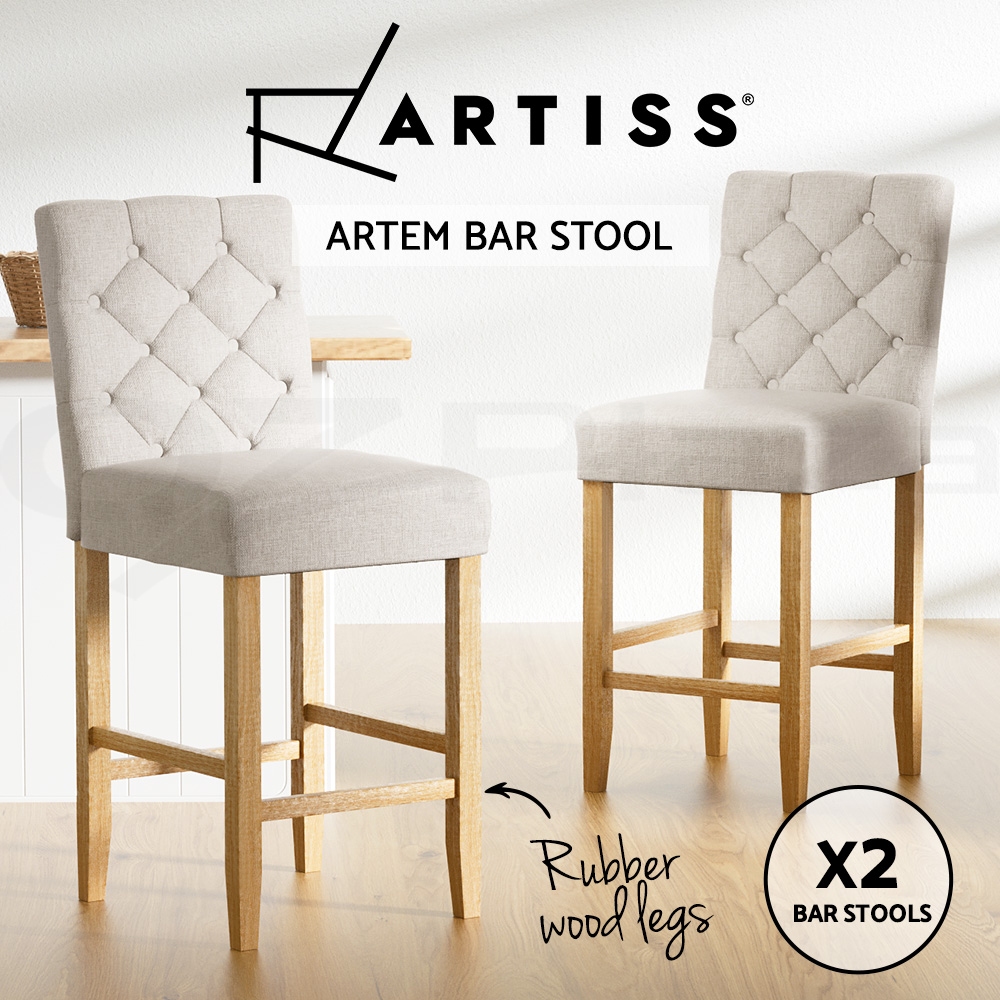 Artiss Bar Stools Kitchen Chairs Upholstered Leather Wood Metal x1/x2/x4 - Picture 18 of 74