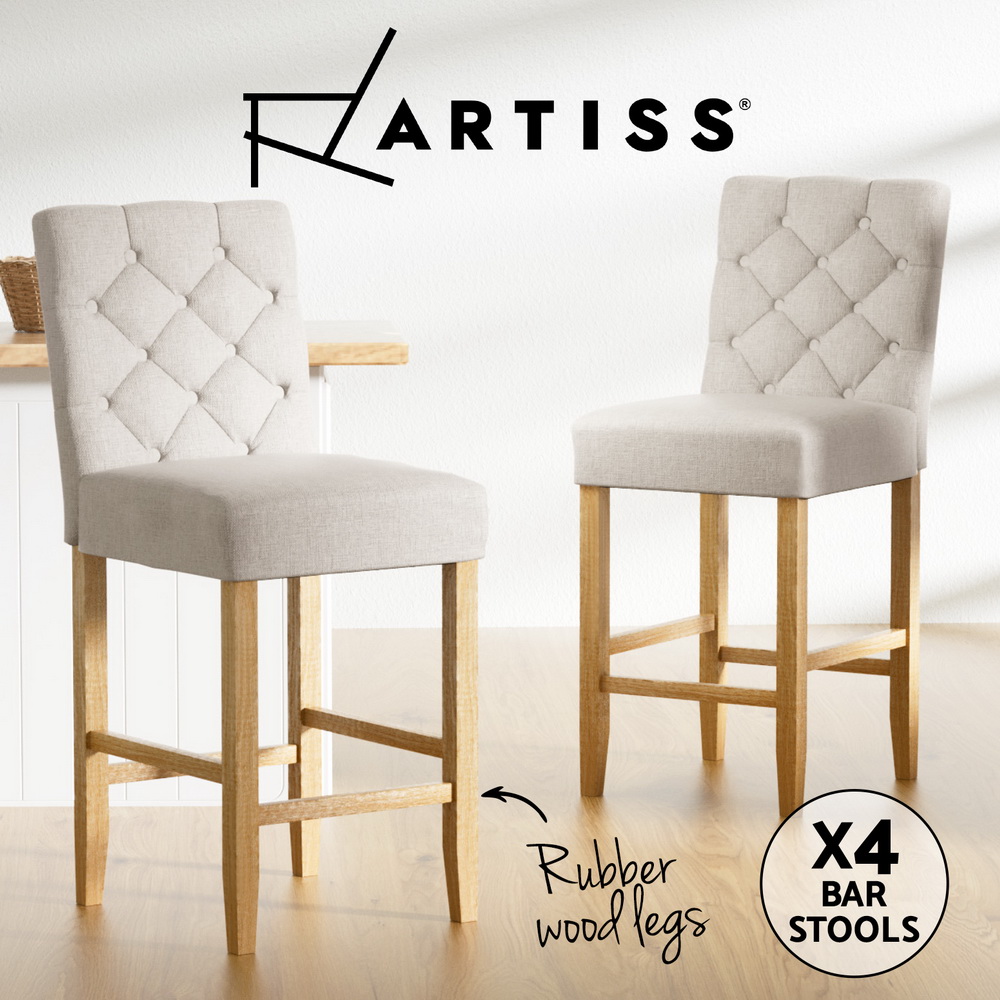 Artiss Bar Stools Kitchen Chairs Upholstered Leather Wood Metal x1/x2/x4 - Picture 19 of 74