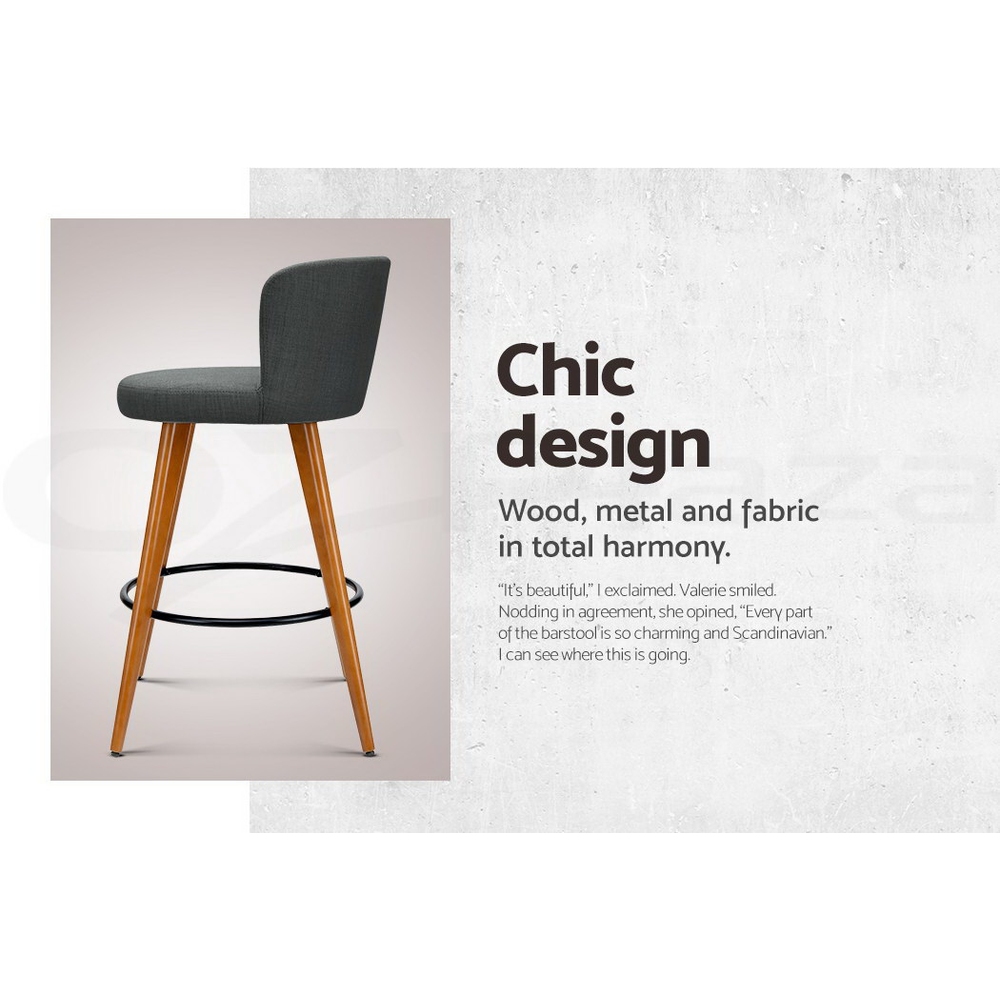 Artiss Bar Stools Kitchen Stool Wooden Barstools Leather Fabric Swivel x2 - Picture 13 of 50