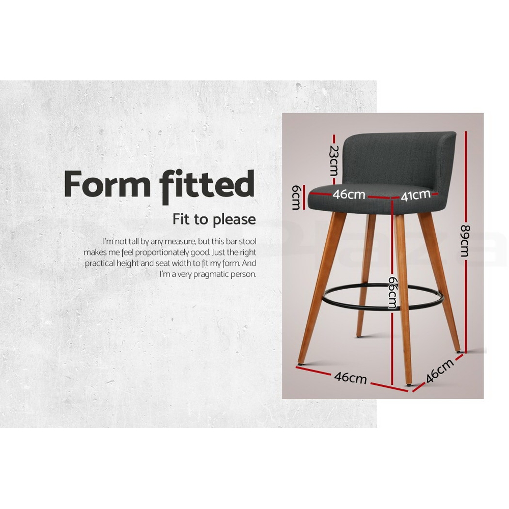 Artiss Bar Stools Kitchen Stool Wooden Barstools Leather Fabric Swivel x2 - Picture 17 of 50