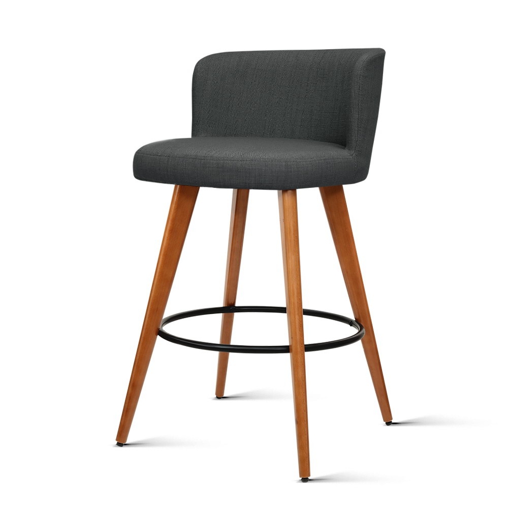 Artiss Bar Stools Kitchen Stool Wooden Barstools Leather Fabric Swivel x2 - Picture 20 of 50