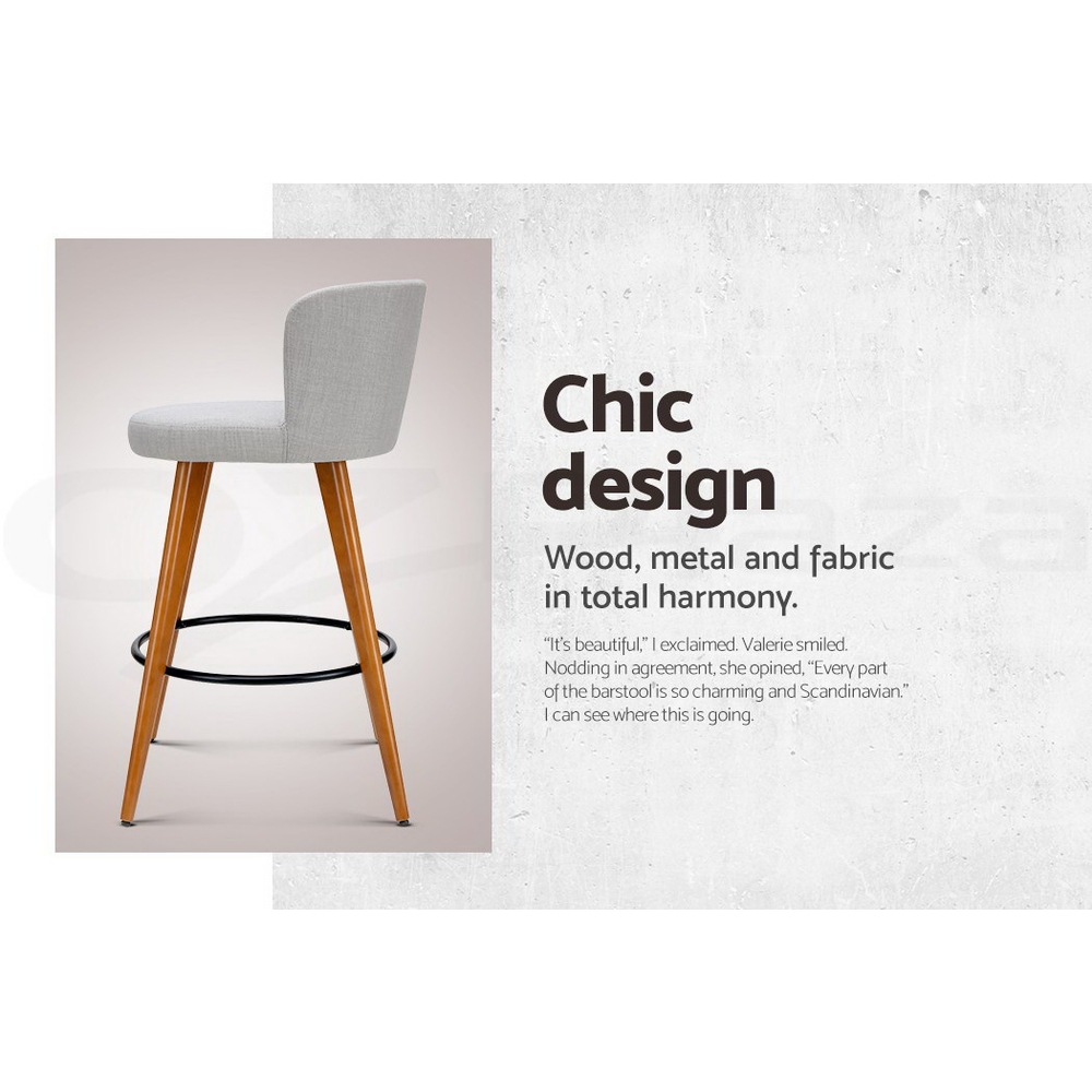 Artiss Bar Stools Kitchen Stool Wooden Barstools Leather Fabric Swivel x2 - Picture 23 of 50