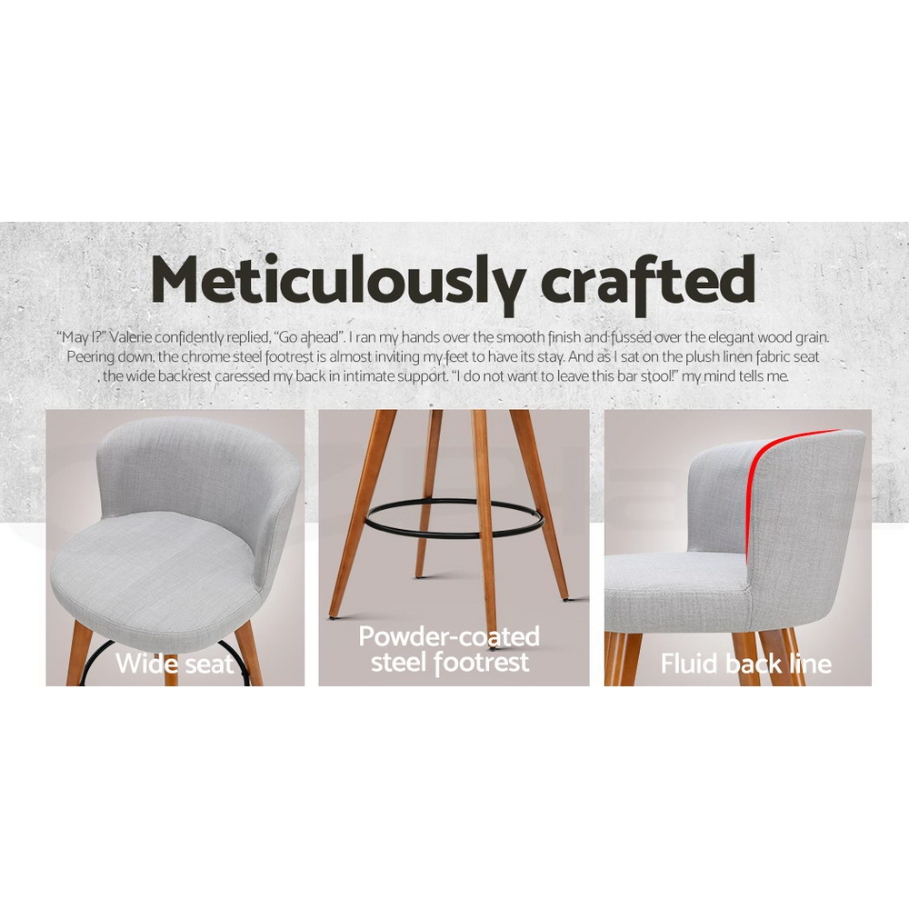 Artiss Bar Stools Kitchen Stool Wooden Barstools Leather Fabric Swivel x2 - Picture 25 of 50