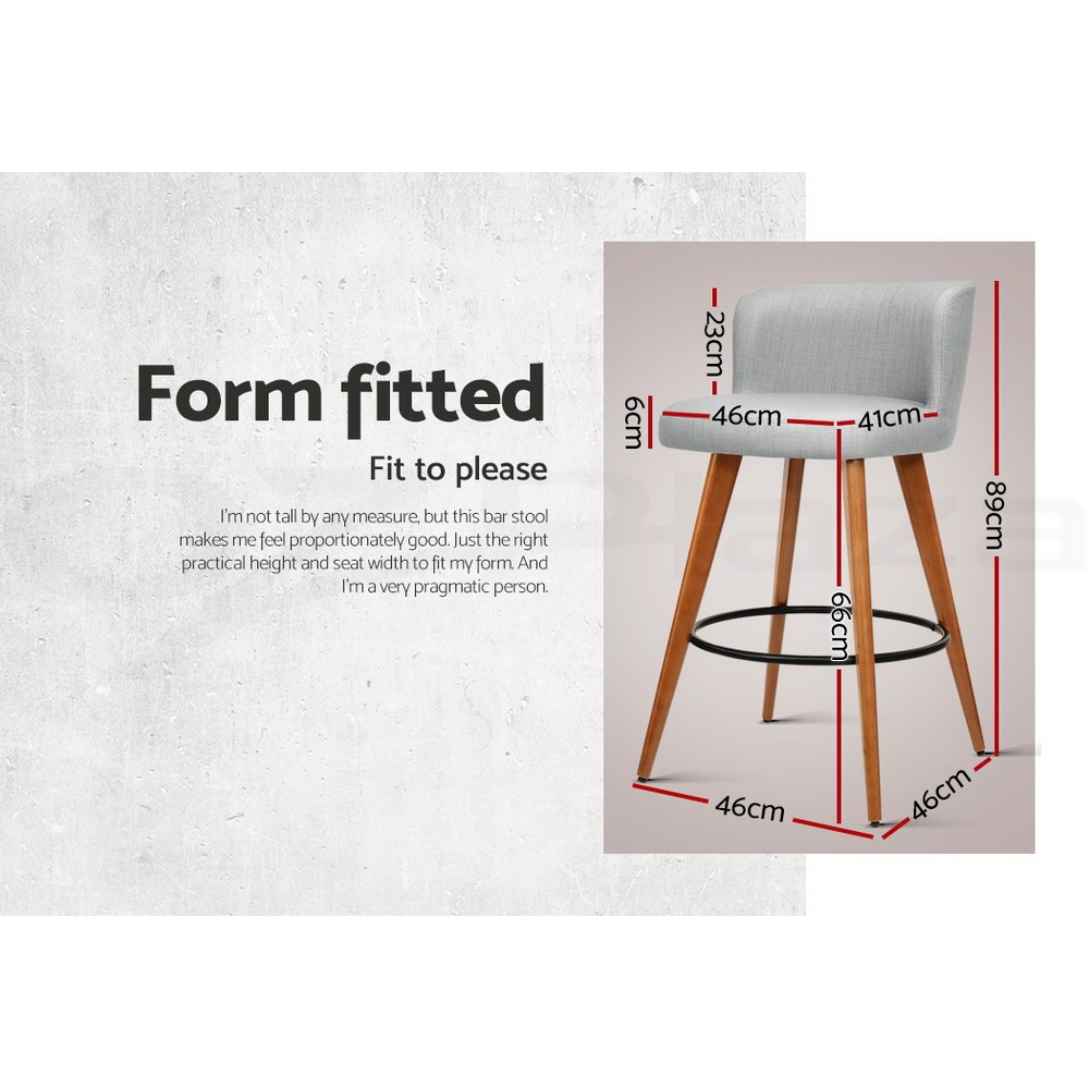 Artiss Bar Stools Kitchen Stool Wooden Barstools Leather Fabric Swivel x2 - Picture 27 of 50