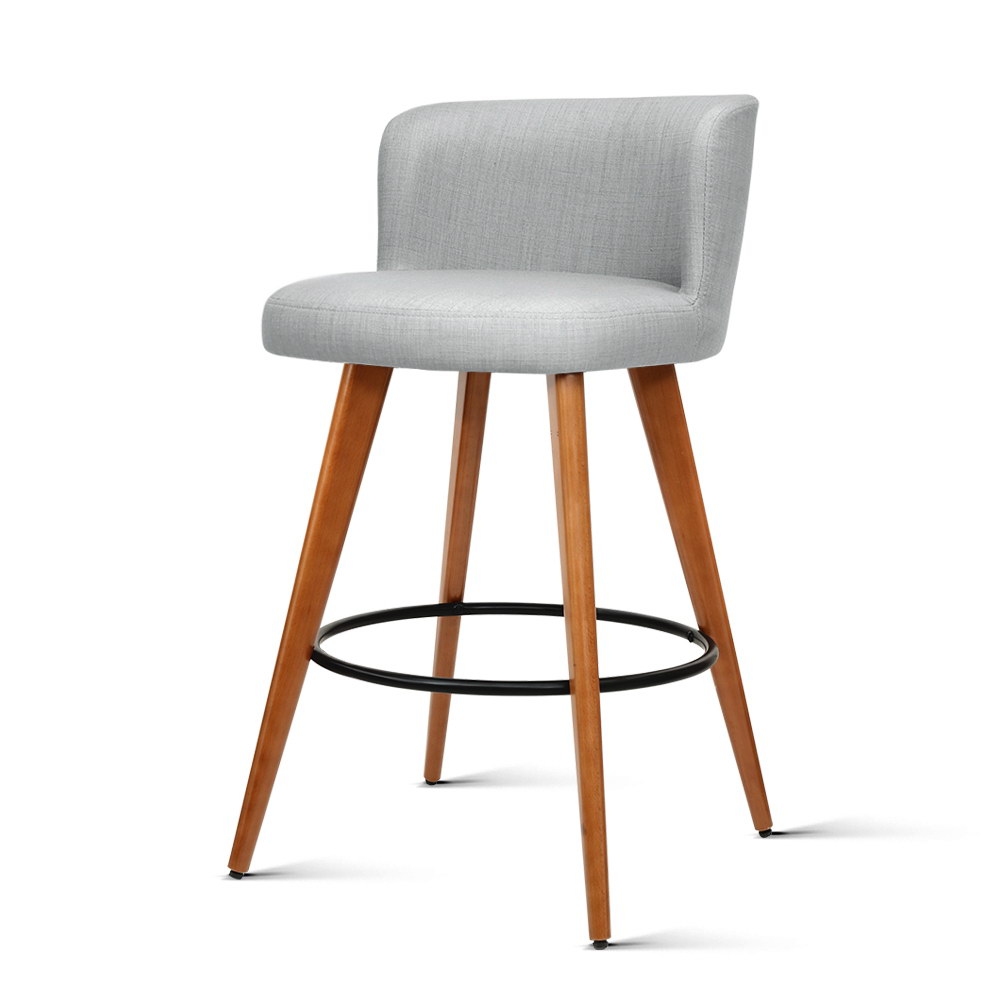 Artiss Bar Stools Kitchen Stool Wooden Barstools Leather Fabric Swivel x2 - Picture 30 of 50