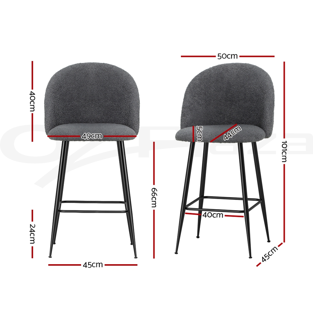 Artiss 2x Bar Stools Metal Bar Stool Velvet Backrest Kitchen Dining Chairs - Picture 21 of 62