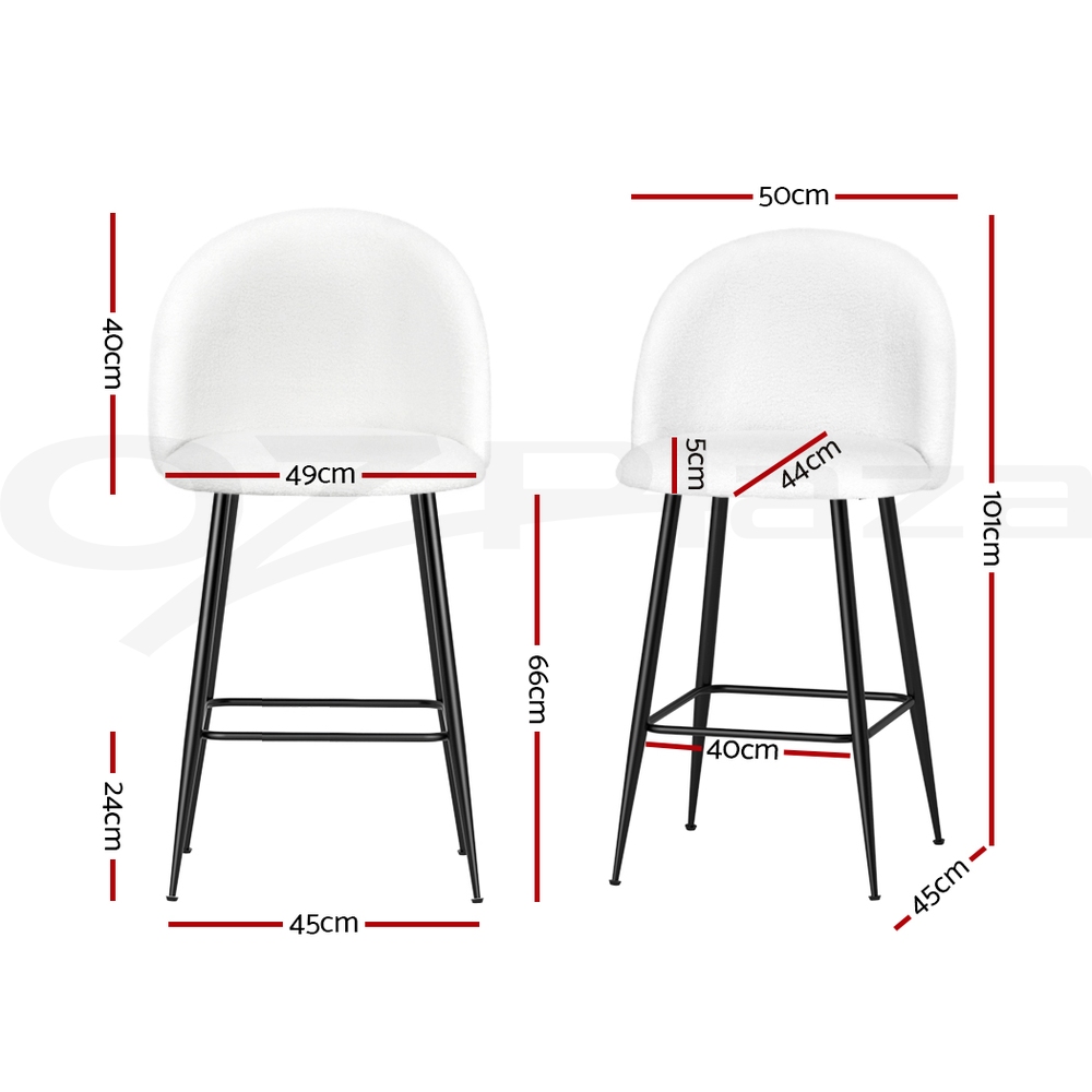 Artiss 2x Bar Stools Metal Bar Stool Velvet Backrest Kitchen Dining Chairs - Picture 25 of 62