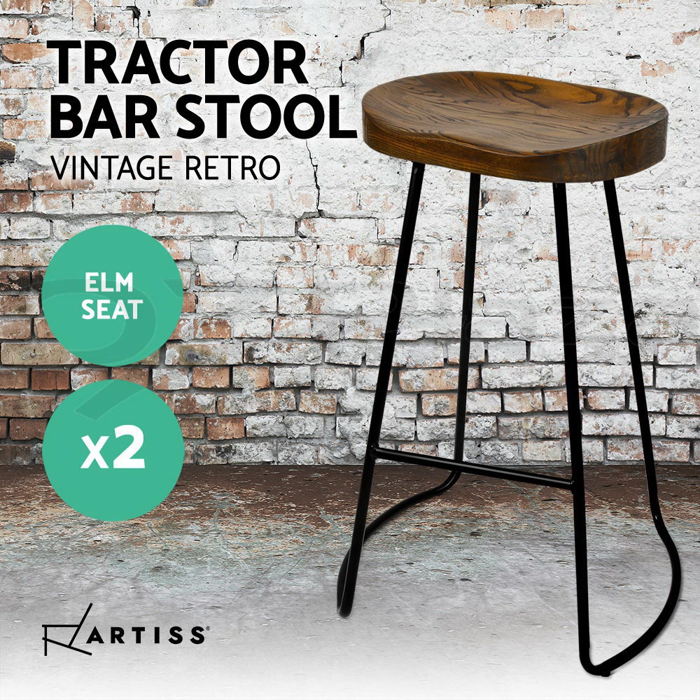 Artiss Bar Stool Kitchen Stools Wooden Barstools Chairs Vintage Chair Metal x2 - Picture 91 of 109