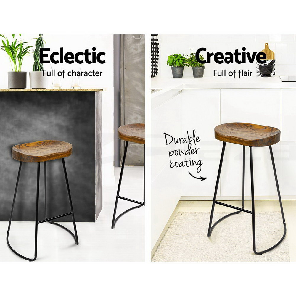 Artiss Bar Stool Kitchen Stools Wooden Barstools Chairs Vintage Chair Metal x2 - Picture 93 of 109