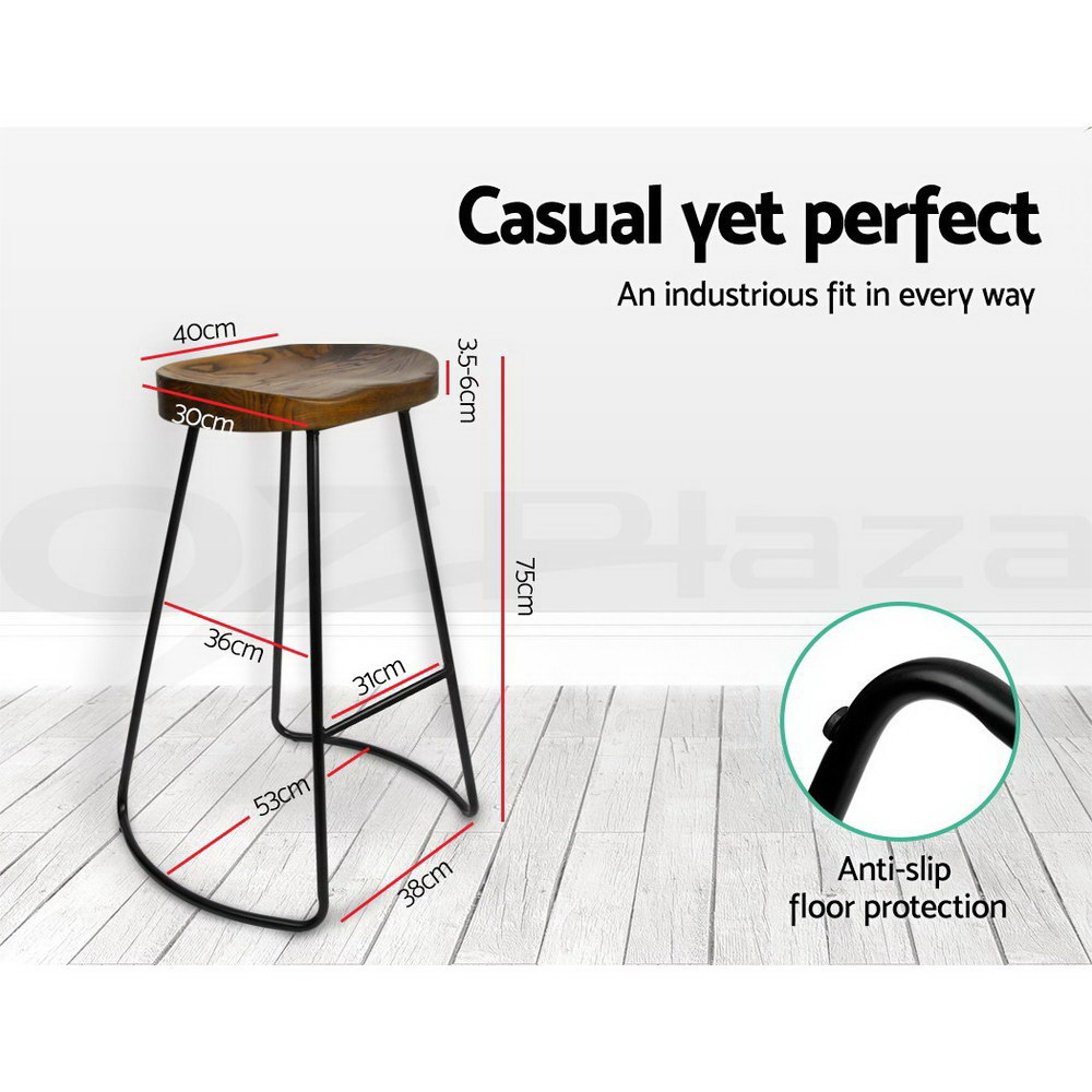 Artiss Bar Stool Kitchen Stools Wooden Barstools Chairs Vintage Chair Metal x2 - Picture 98 of 109