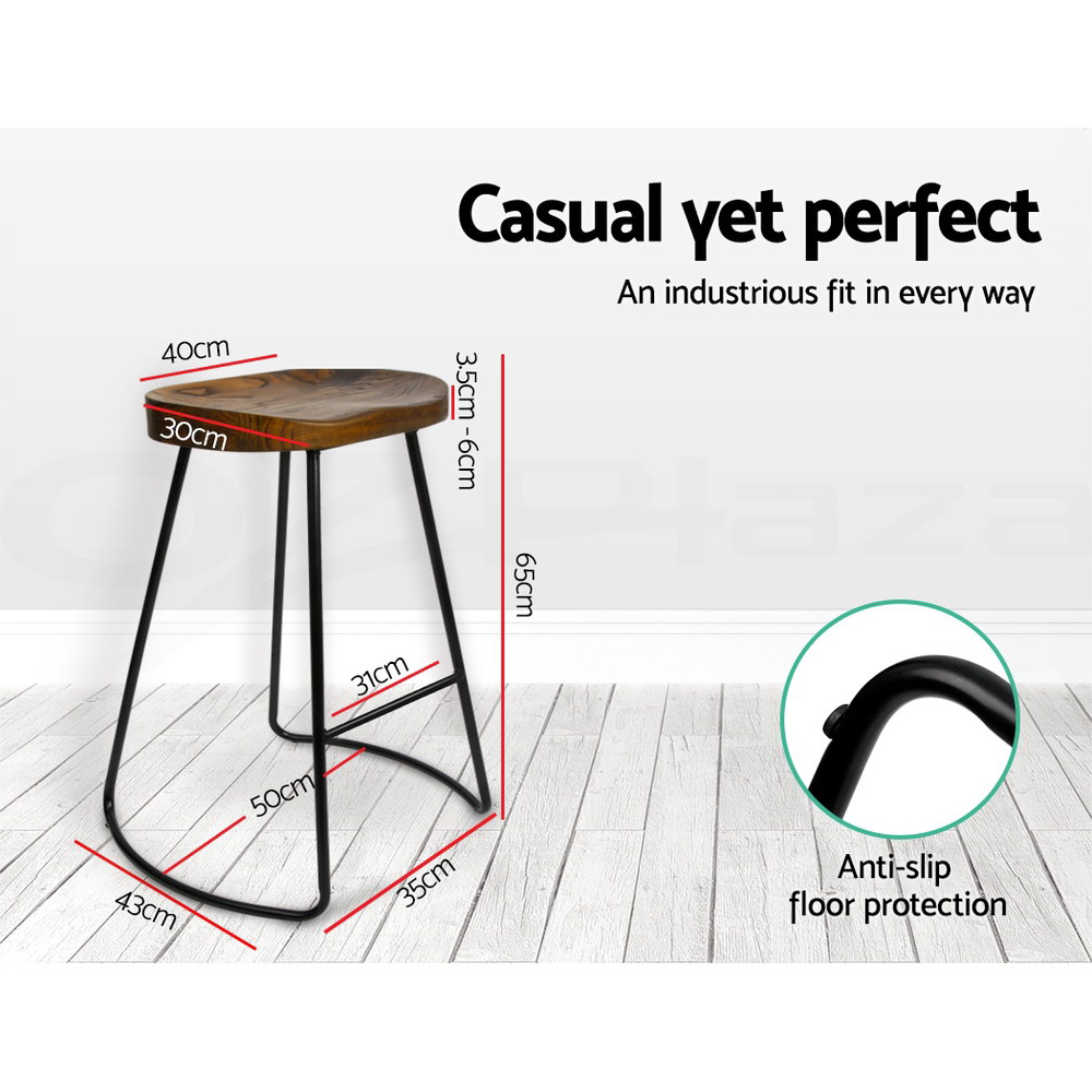 Artiss Bar Stool Kitchen Stools Wooden Barstools Chairs Vintage Chair Metal x2 - Picture 79 of 109