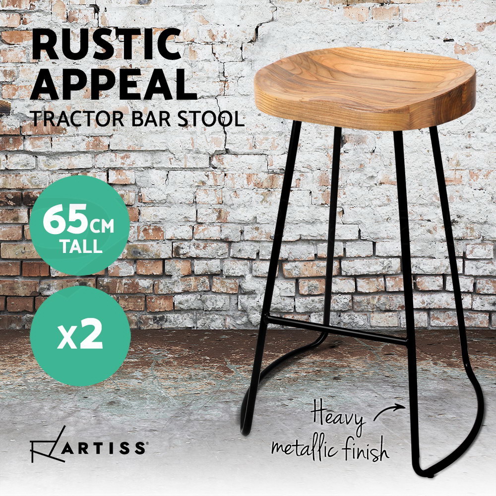 Artiss Bar Stool Kitchen Stools Wooden Barstools Chairs Vintage Chair Metal x2 - Picture 82 of 109