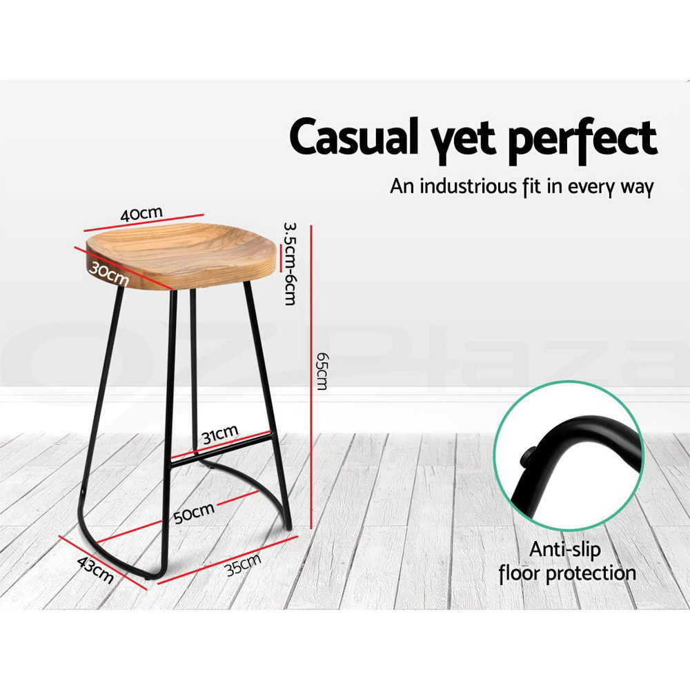 Artiss Bar Stool Kitchen Stools Wooden Barstools Chairs Vintage Chair Metal x2 - Picture 88 of 109