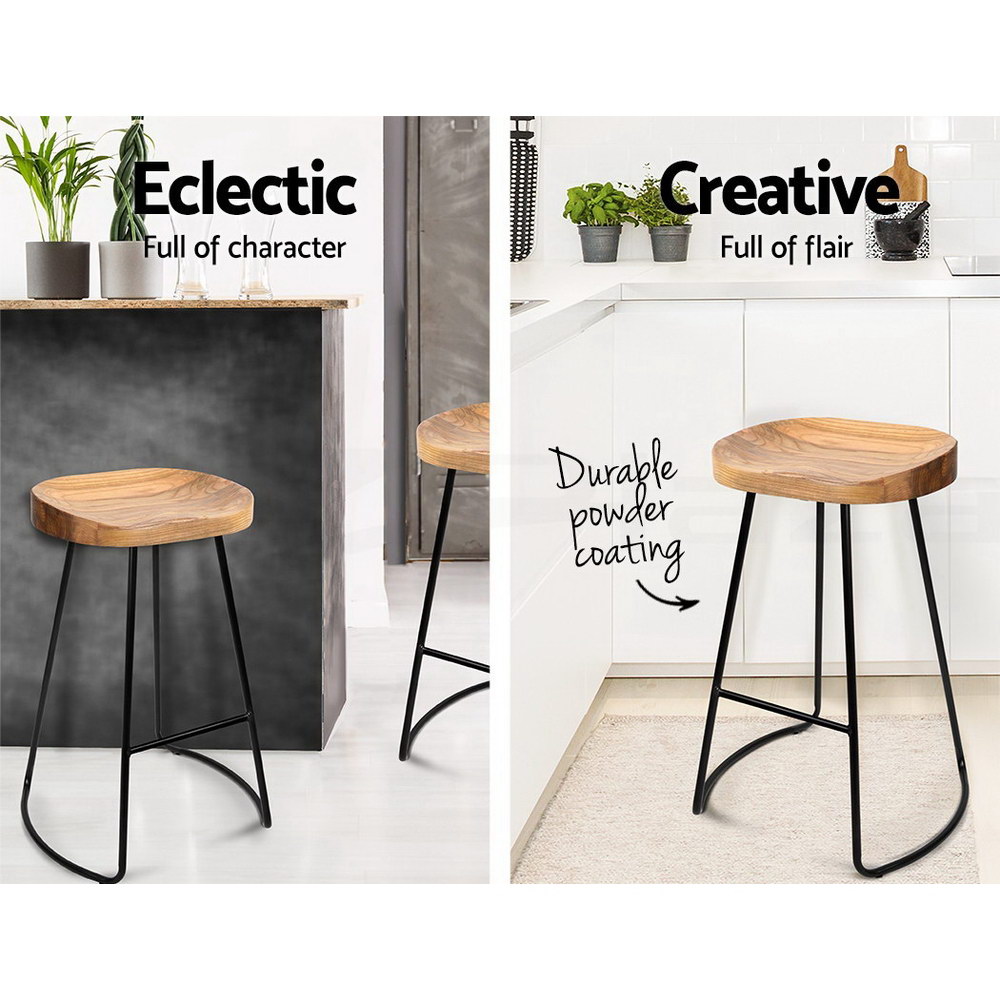 Artiss Bar Stool Kitchen Stools Wooden Barstools Chairs Vintage Chair Metal x2 - Picture 103 of 109