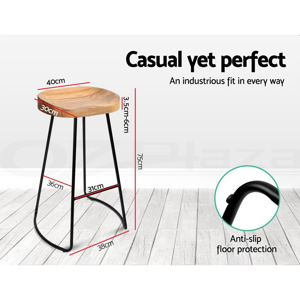 Artiss Bar Stool Kitchen Stools Wooden Barstools Chairs Vintage Chair Metal x2 - Picture 107 of 109