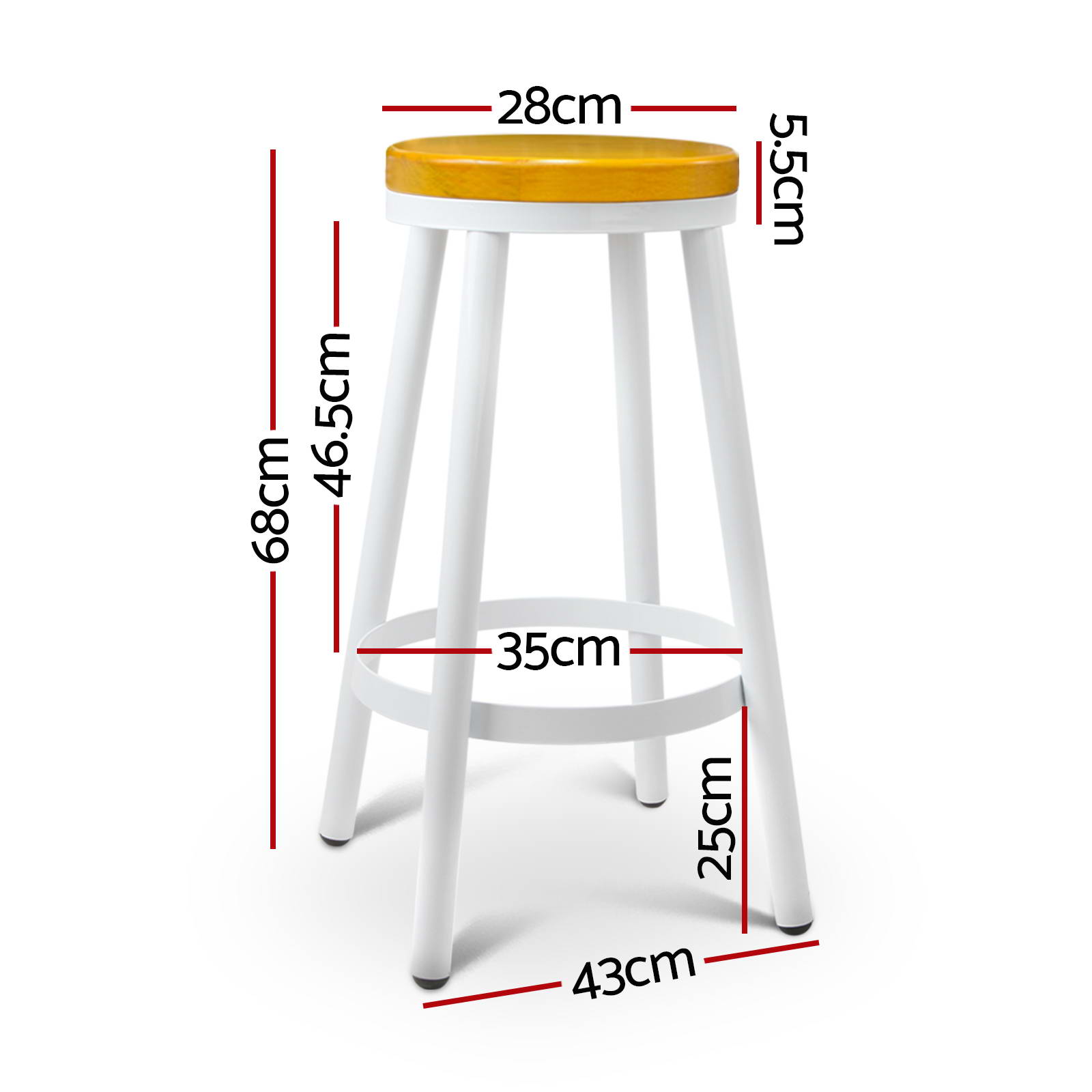 Artiss Bar Stool Kitchen Stools Wooden Barstools Chairs Vintage Chair Metal x2 - Picture 43 of 109
