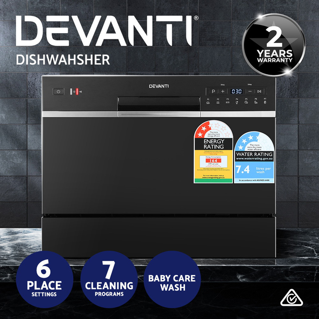 Devanti Benchtop Dishwasher 6 Place Setting Counter Bench Top Dish Washer Black 9350062256381 eBay