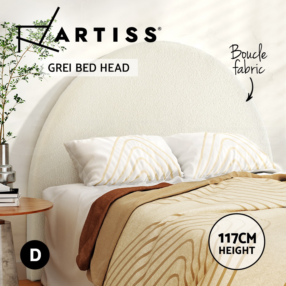 Artiss Bed Frame Headboard Double Queen King Size Bedhead - GREI White - Picture 9 of 14