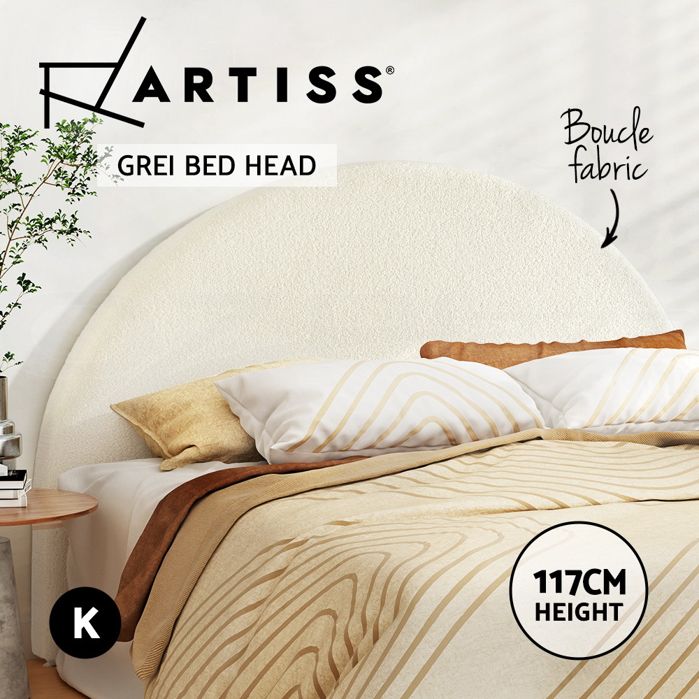 Artiss Bed Frame Headboard Double Queen King Size Bedhead - GREI White - Picture 11 of 14