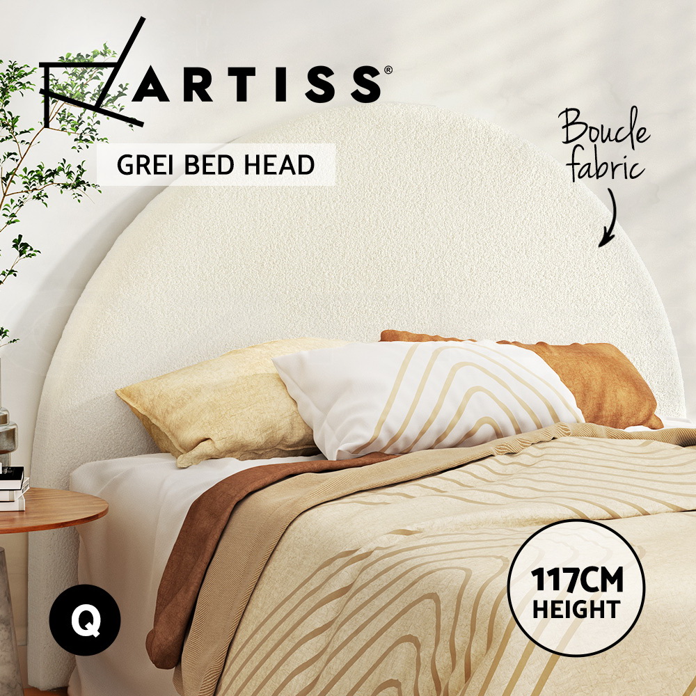 Artiss Bed Frame Headboard Double Queen King Size Bedhead - GREI White - Picture 13 of 14