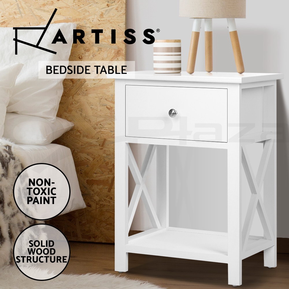 Artiss Bedside Table Drawers Side Table Storage Cabinet Nightstand White Gloss - Picture 12 of 27