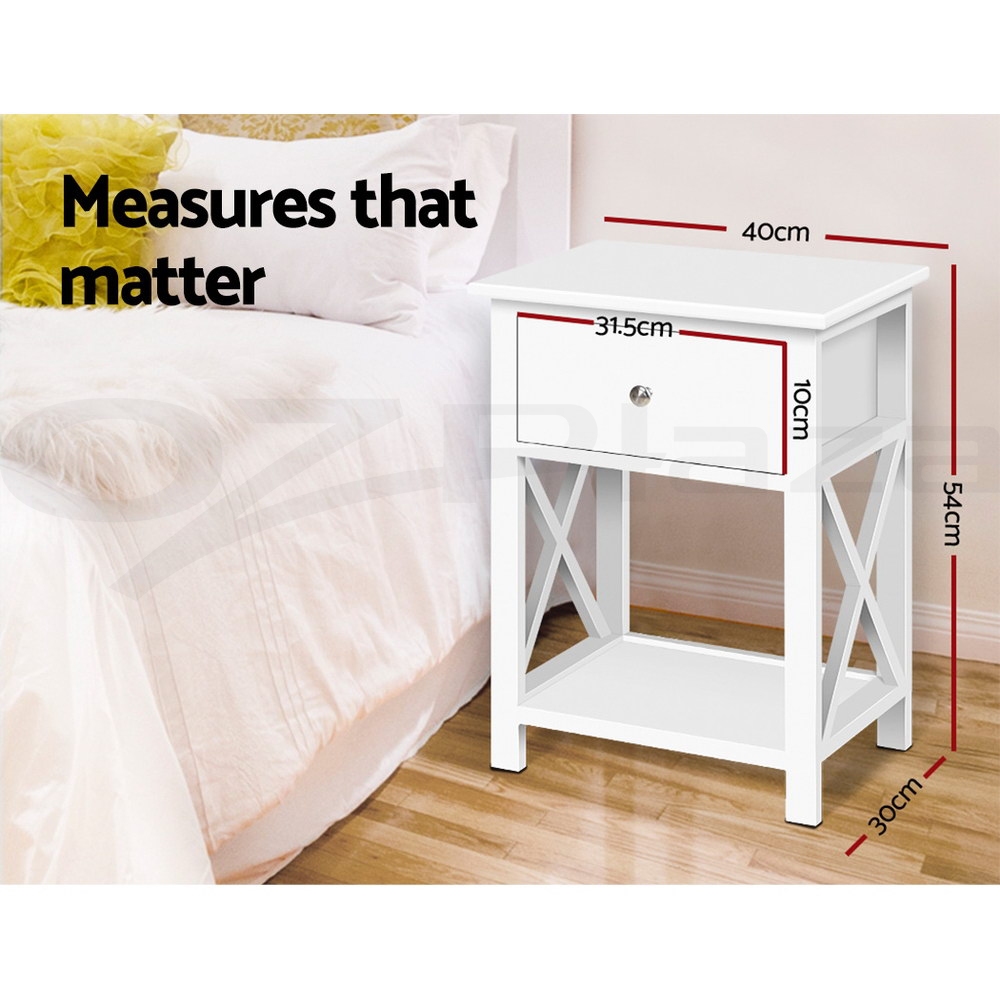 Artiss Bedside Table Drawers Side Table Storage Cabinet Nightstand White Gloss - Picture 13 of 27
