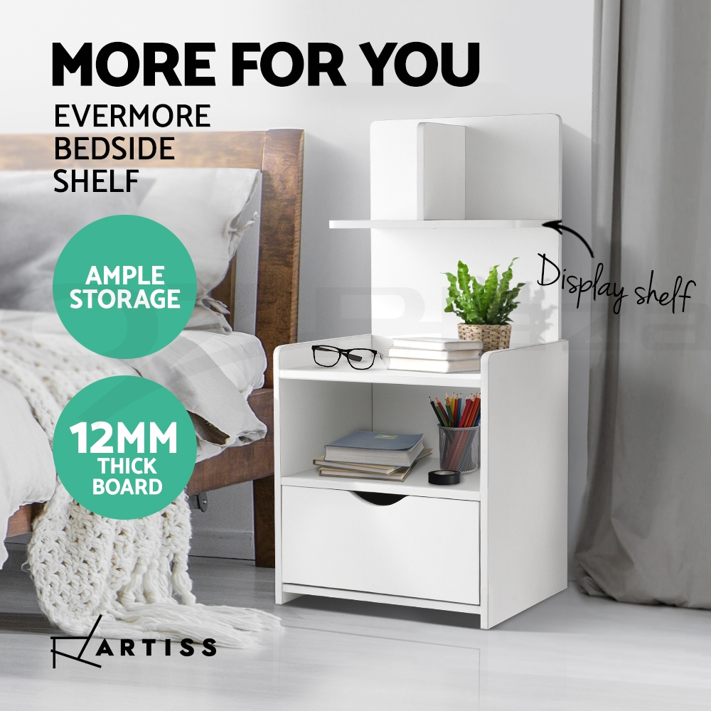 Artiss Bedside Table Drawers Side Table Storage Cabinet Nightstand White Gloss - Picture 14 of 27