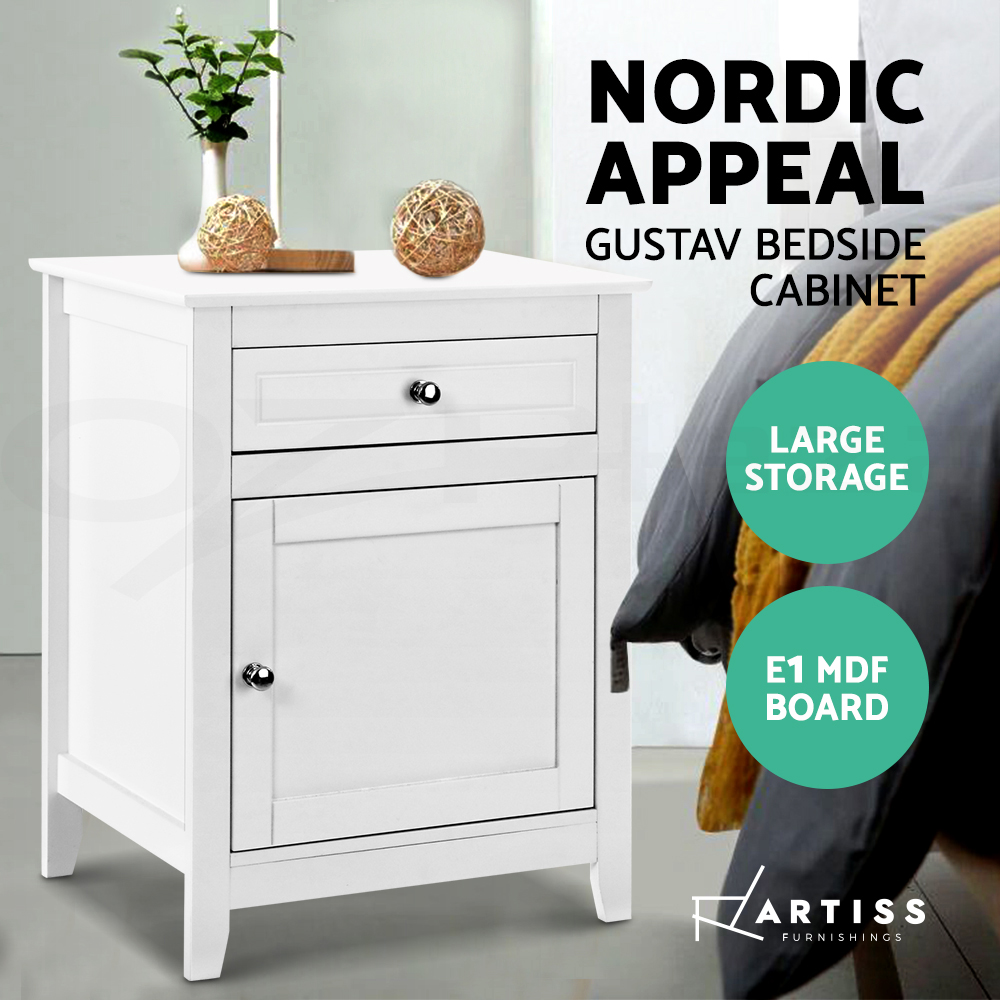 Artiss Bedside Table Drawers Side Table Storage Cabinet Nightstand White Gloss - Picture 16 of 27