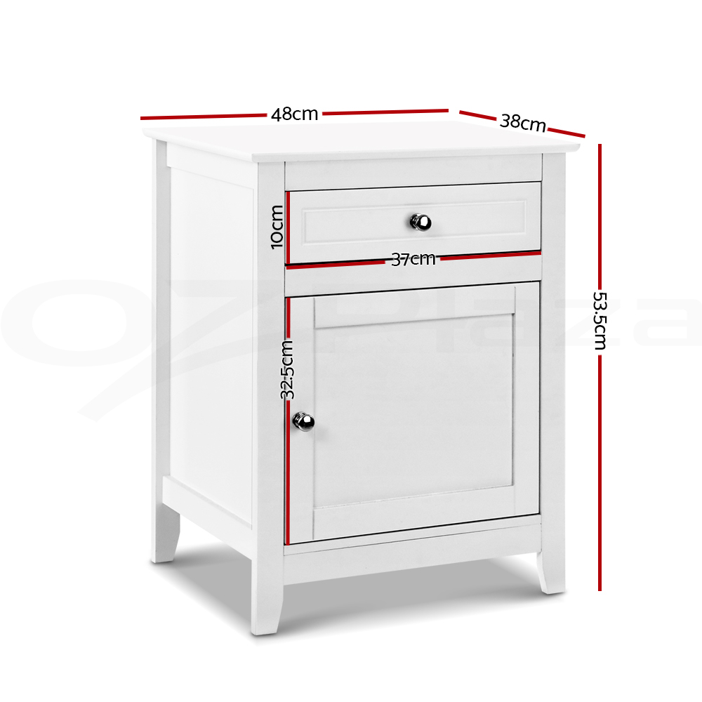 Artiss Bedside Table Drawers Side Table Storage Cabinet Nightstand White Gloss - Picture 17 of 27