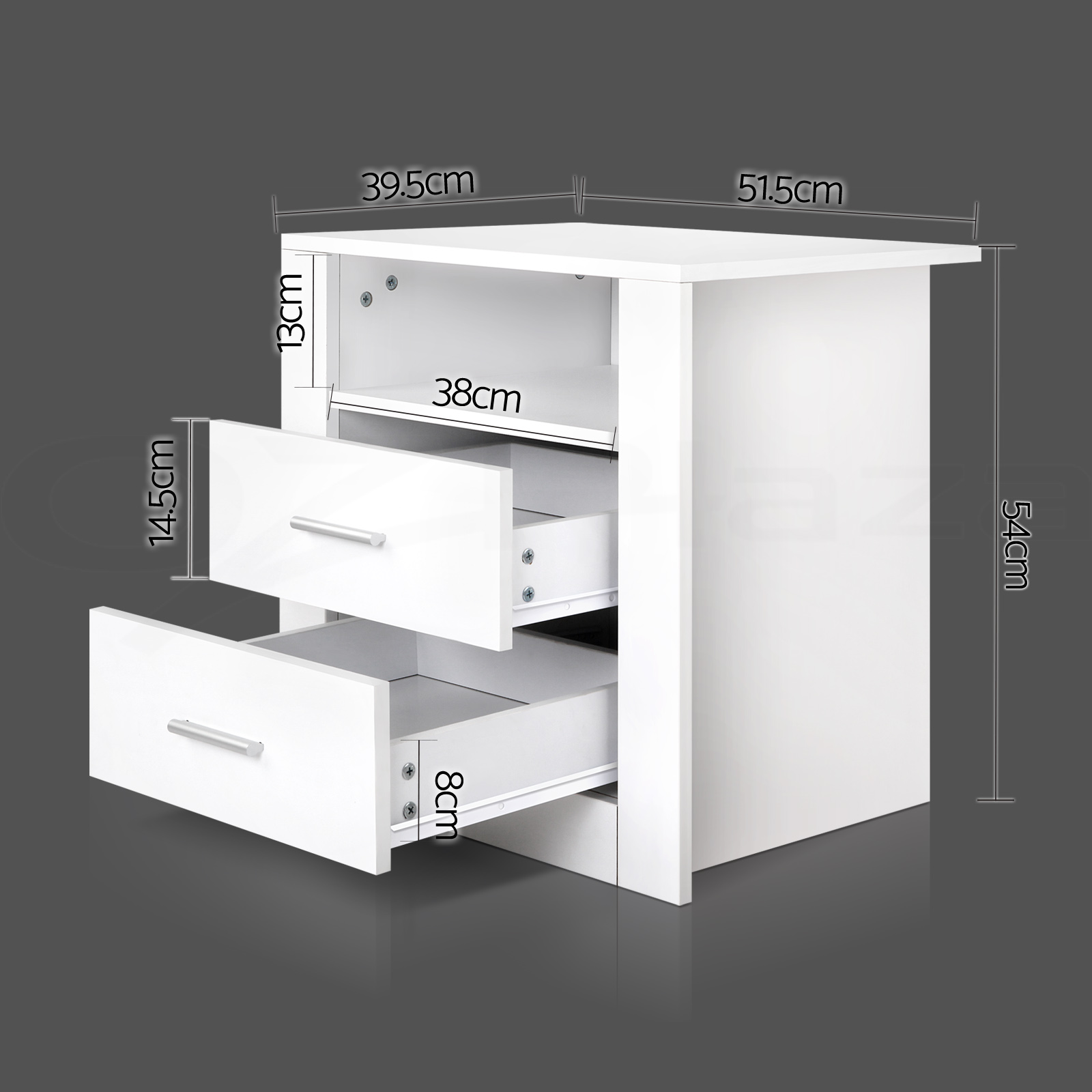 Artiss Bedside Table Drawers Side Table Storage Cabinet Nightstand White Gloss - Picture 21 of 27