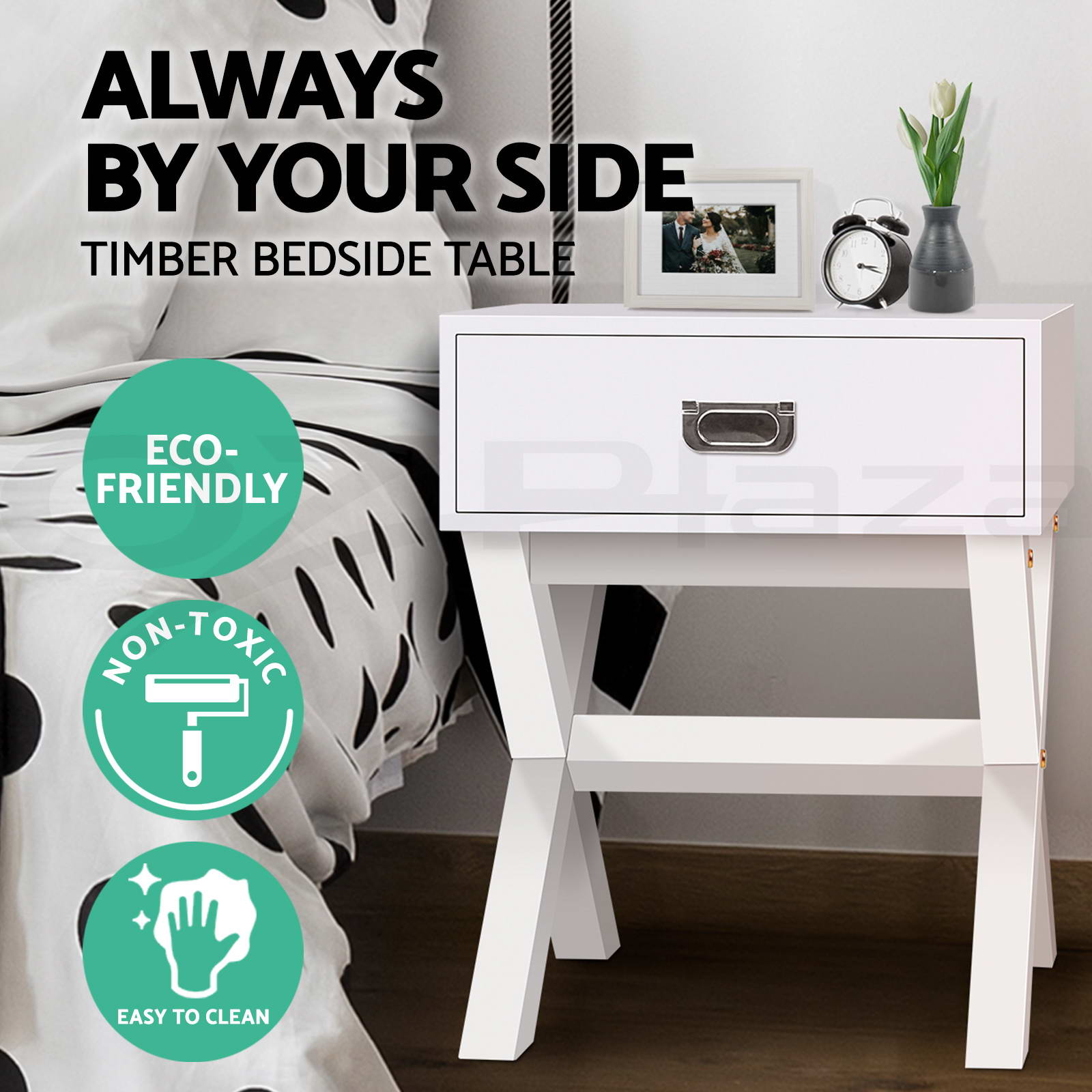 Artiss Bedside Table Drawers Side Table Storage Cabinet Nightstand White Gloss - Picture 22 of 27