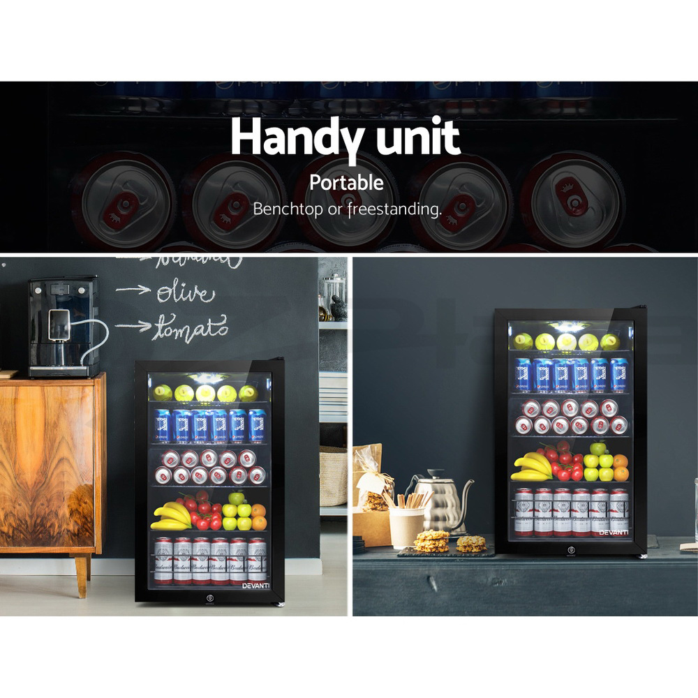 Devanti Bar Fridge Glass Door Mini Counter Top Freezer Fridges Bottle Cooler - Picture 13 of 55