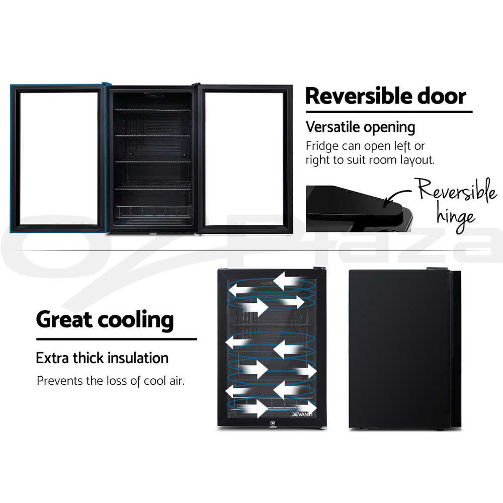 Devanti Bar Fridge Glass Door Mini Counter Top Freezer Fridges Bottle Cooler - Picture 15 of 55