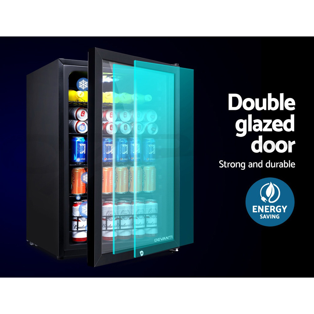 Devanti Bar Fridge Glass Door Mini Counter Top Freezer Fridges Bottle Cooler - Picture 16 of 55