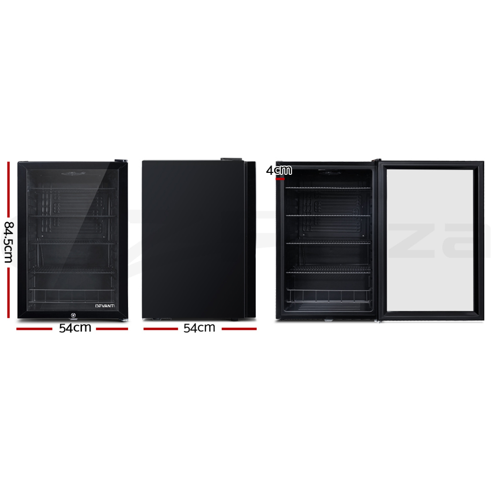Devanti Bar Fridge Glass Door Mini Counter Top Freezer Fridges Bottle Cooler - Picture 21 of 55