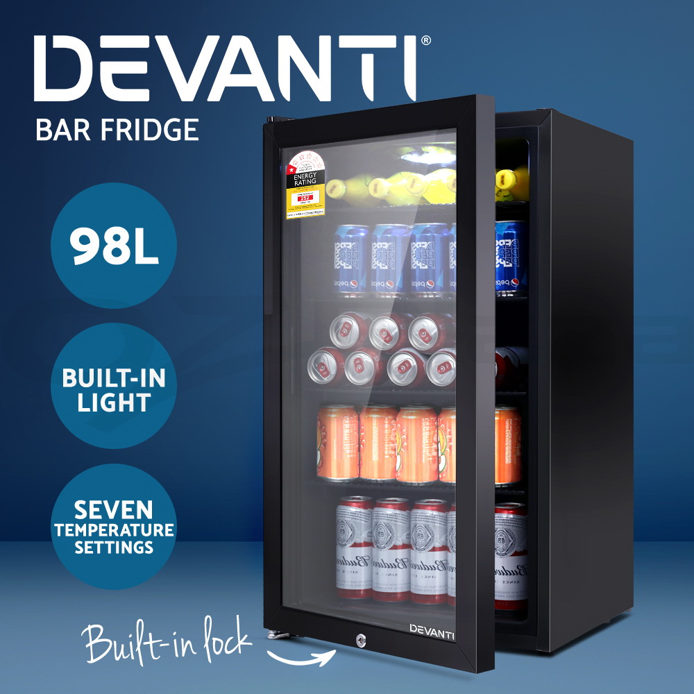 Devanti Bar Fridge Glass Door Mini Counter Top Freezer Fridges Bottle Cooler - Picture 45 of 55