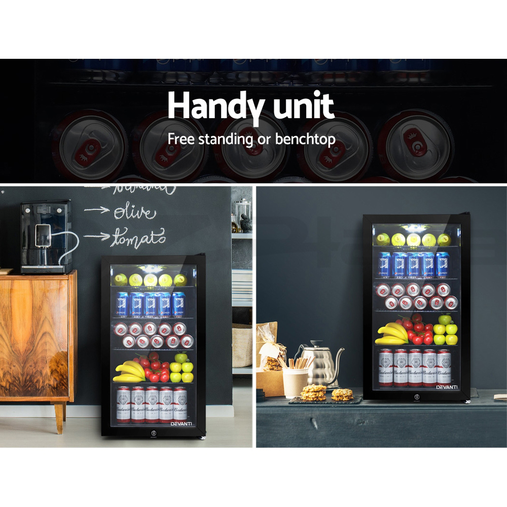 Devanti Bar Fridge Glass Door Mini Counter Top Freezer Fridges Bottle Cooler - Picture 46 of 55