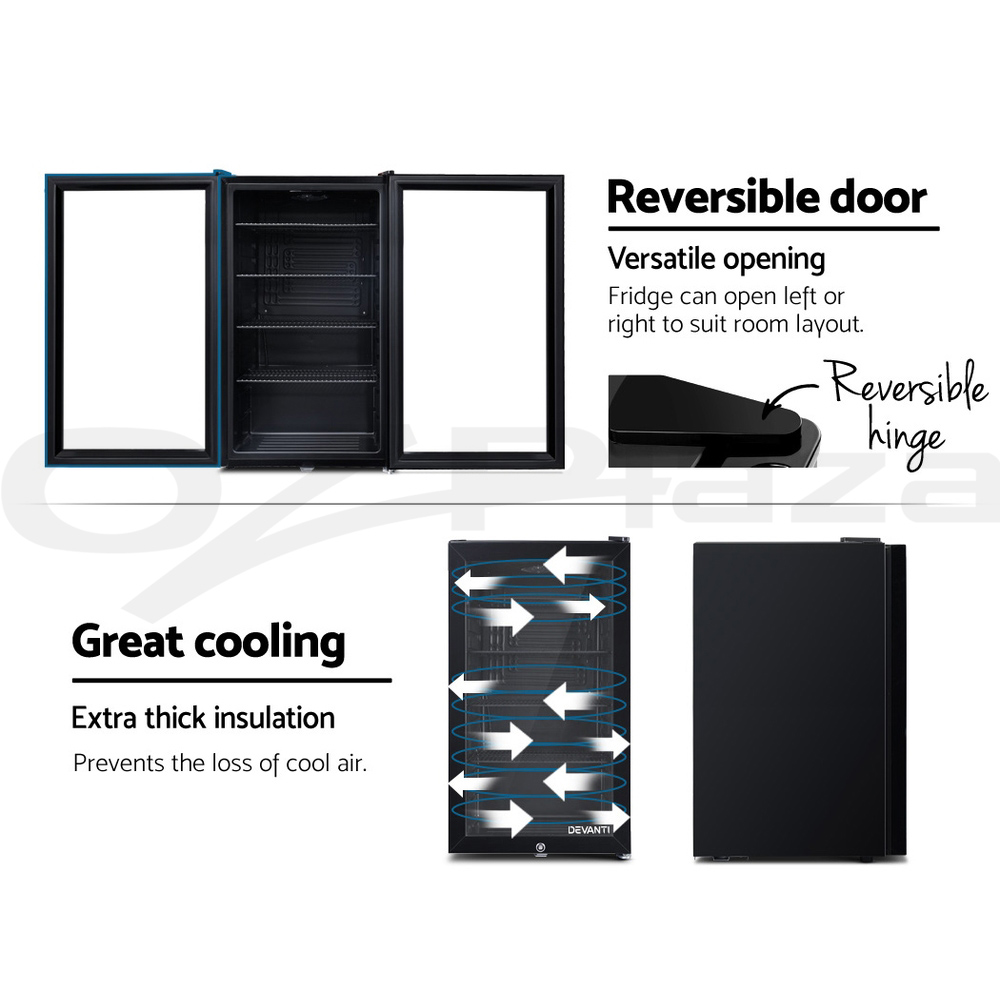 Devanti Bar Fridge Glass Door Mini Counter Top Freezer Fridges Bottle Cooler - Picture 48 of 55
