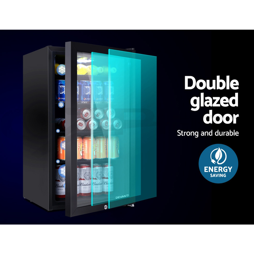 Devanti Bar Fridge Glass Door Mini Counter Top Freezer Fridges Bottle Cooler - Picture 49 of 55