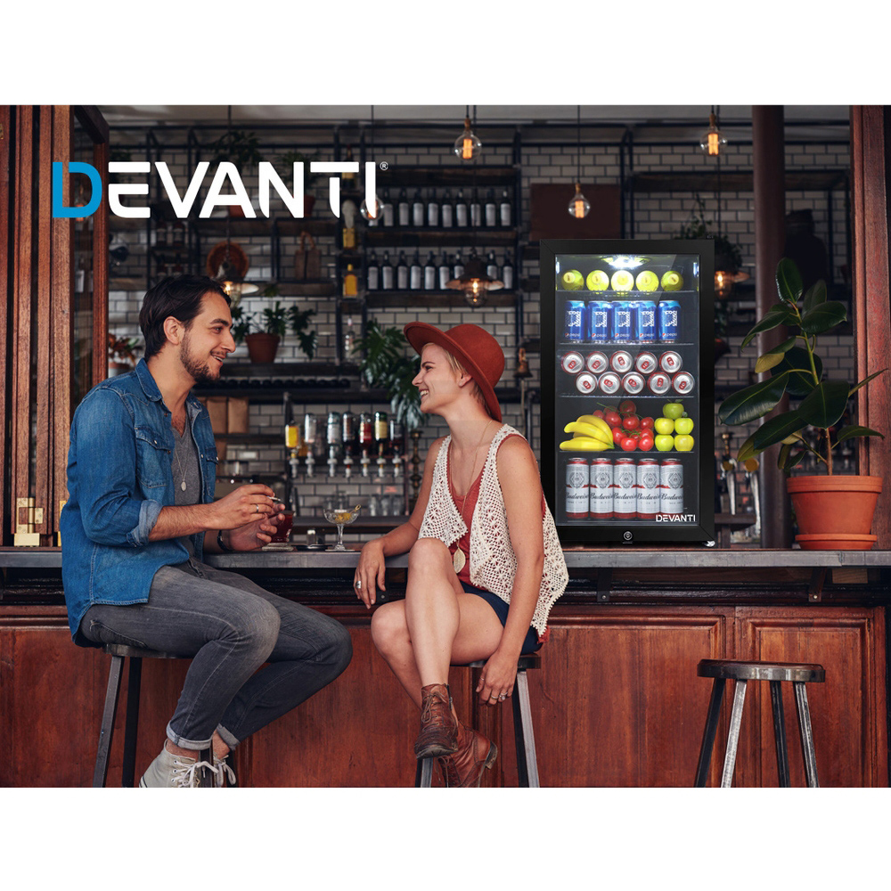 Devanti Bar Fridge Glass Door Mini Counter Top Freezer Fridges Bottle Cooler - Picture 55 of 55