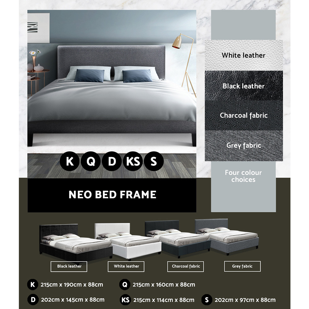 Artiss Bed Frame Queen Double King Single Full Size Base Mattress Fabric Leather - Picture 20 of 39