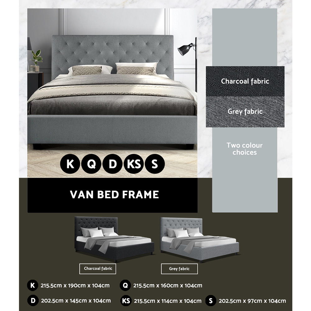 Artiss Bed Frame Queen Double King Single Full Size Base Mattress Fabric Leather - Picture 35 of 39