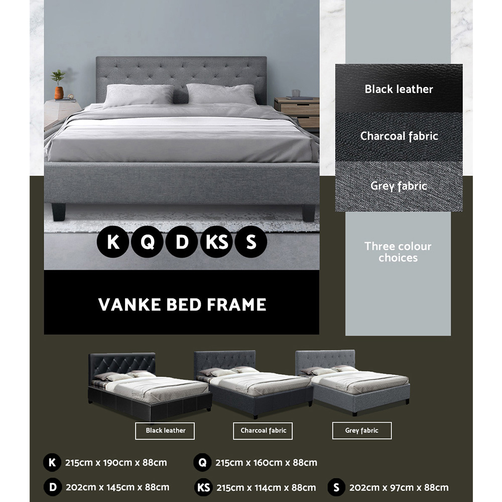 Artiss Bed Frame Queen Double King Single Full Size Base Mattress Fabric Leather - Picture 37 of 39