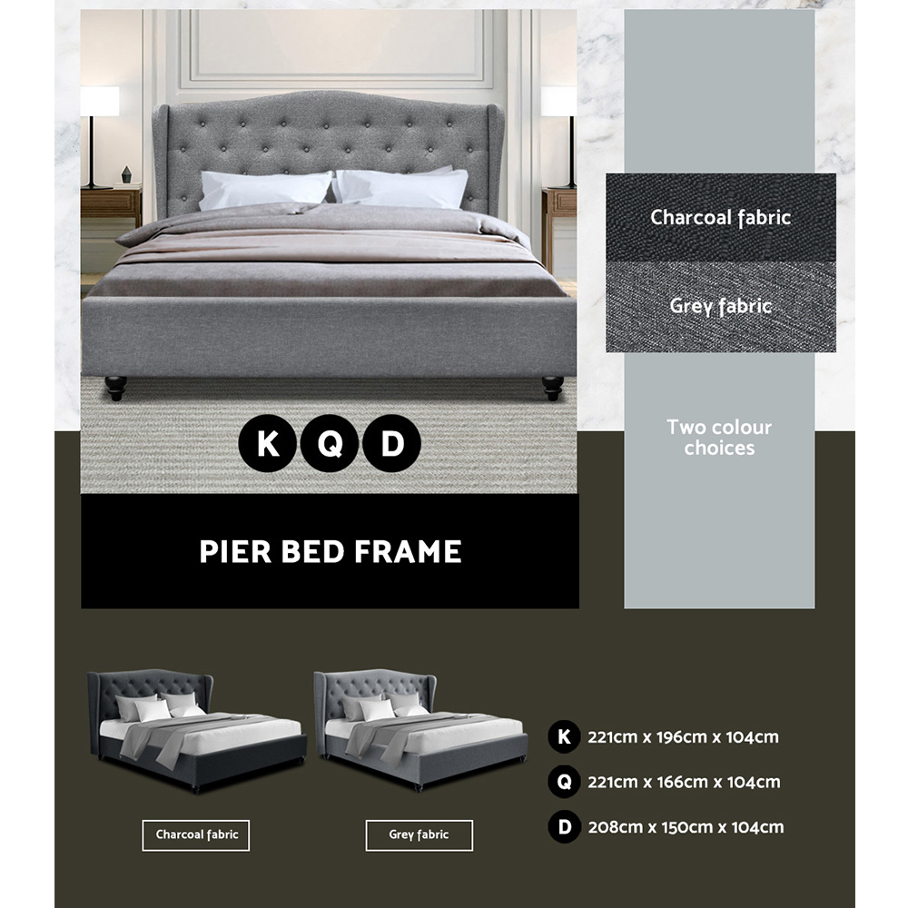 Artiss Bed Frame Queen Double King Single Full Size Base Mattress Fabric Leather - Picture 24 of 39