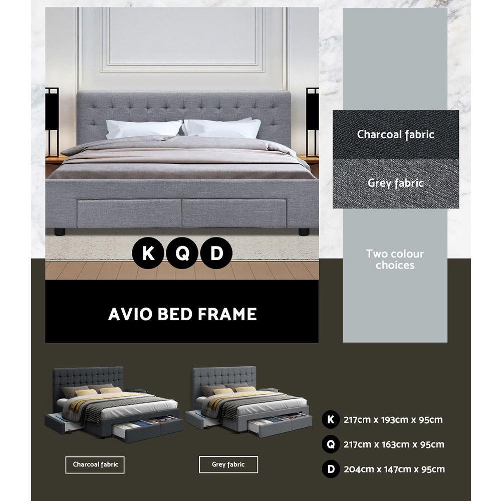 Artiss Bed Frame Queen Double King Single Full Size Base Mattress Fabric Leather - Picture 12 of 39