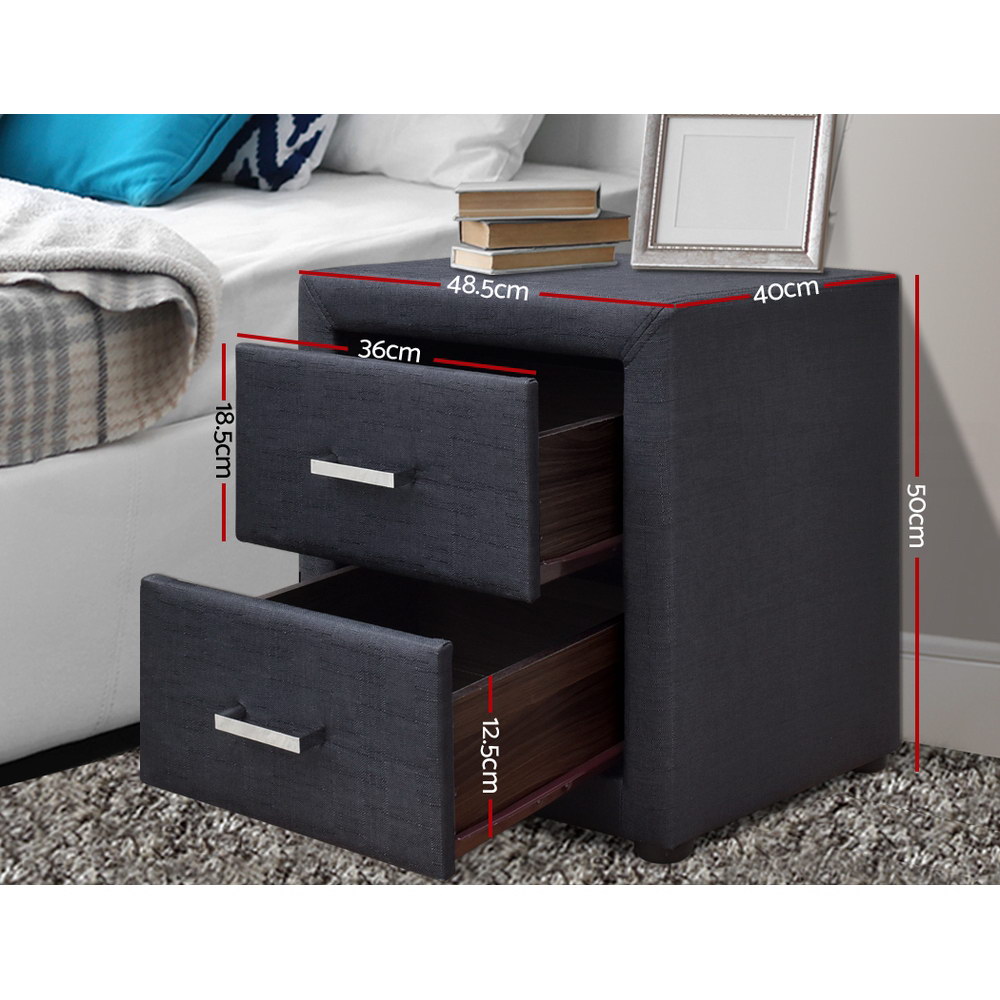 Artiss Bedside Tables 2 Drawers Side Table Nightstand Storage Leather