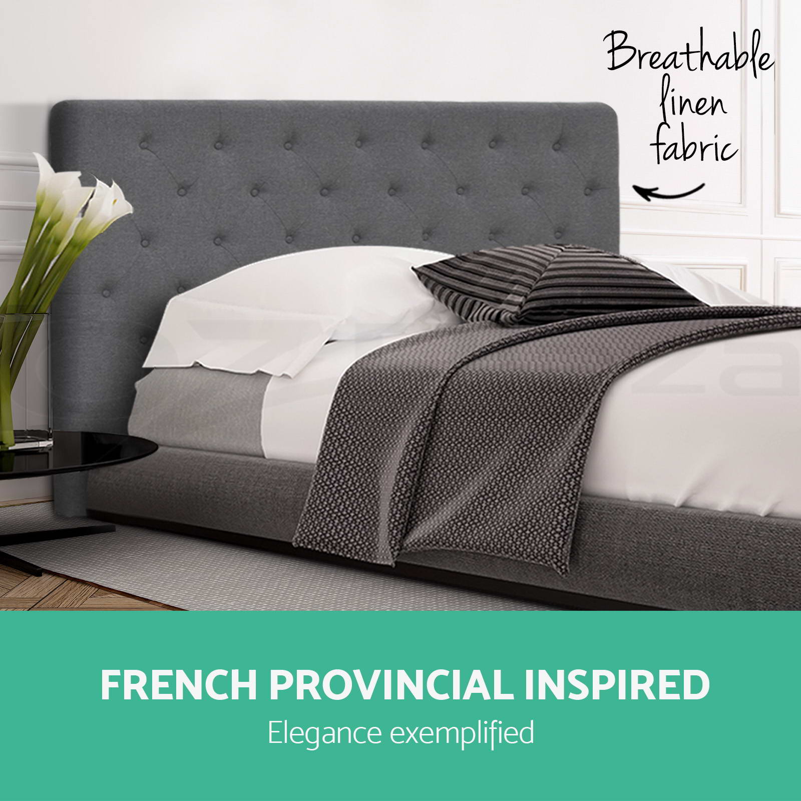 KING Size Bed Head Headboard Bedhead Tufted Upholstered Fabric for Base